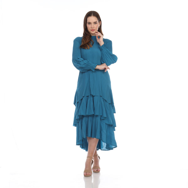 Long Sleeve Multi Layer Dress - DR1098 Teal